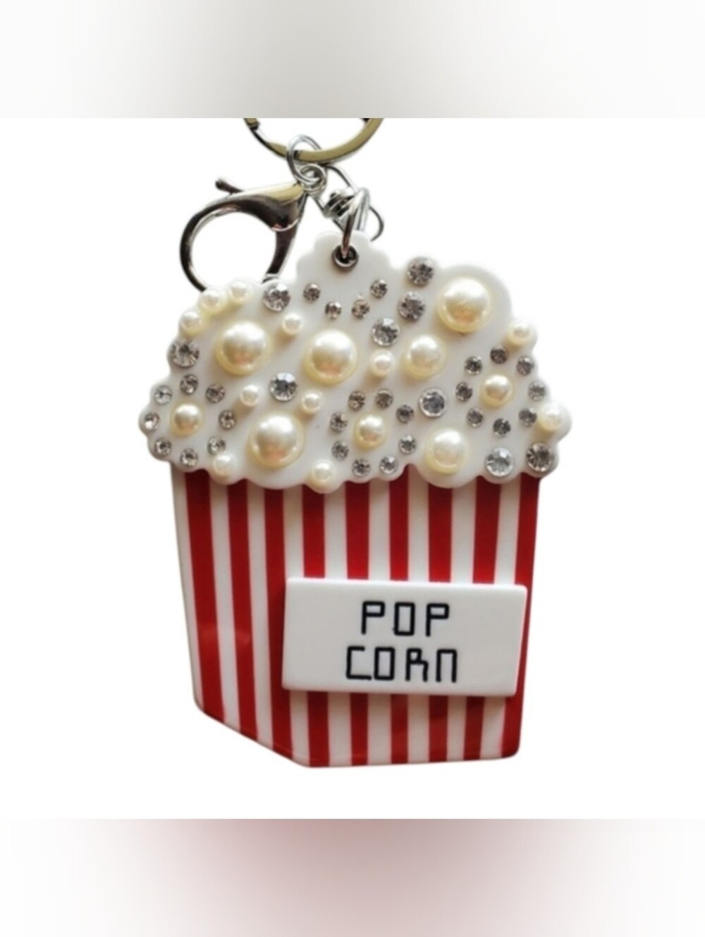 Novelty Bag Charm - Popcorn Keychain with Mirror